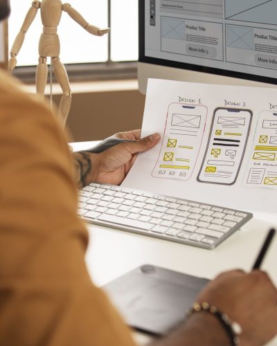 man-working-with-computer-side-view